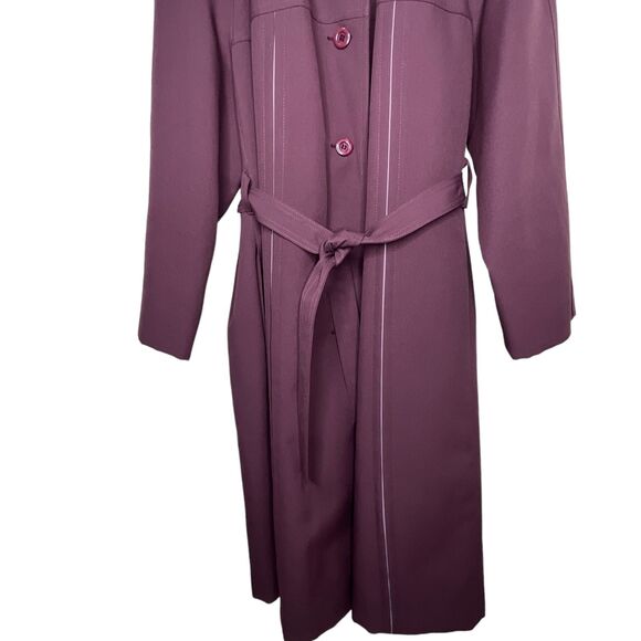 Vintage ILGWU Union Made Purple Maroon Wool Lined Long Peacoat 70s Made in USA - Picture 4 of 8